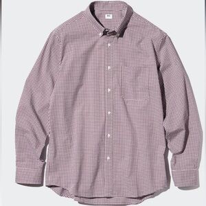 Uniqlo Men's Red Broadcloth Checkered Shirt Mediun